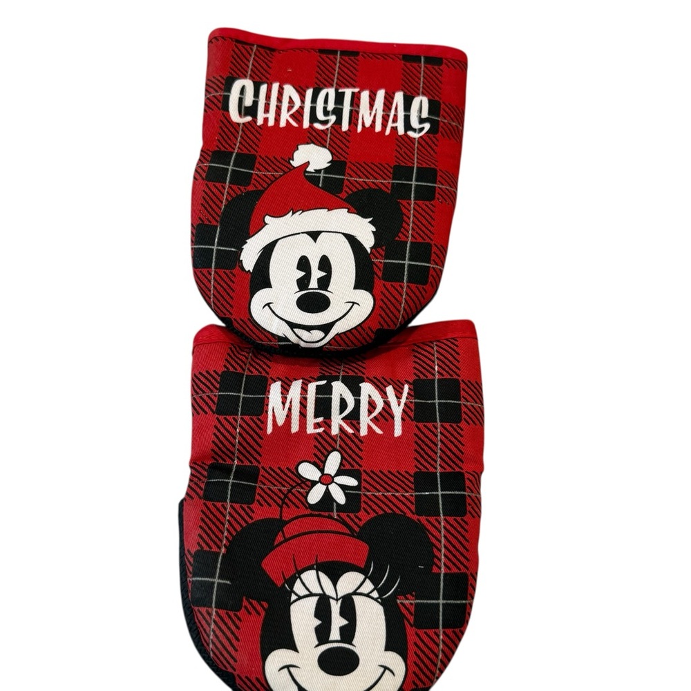 Disney Mickey and Minnie Mouse 2 pk. Plaid Christmas Oversized MinOven Mitts